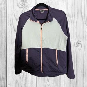 Kathmandu Women's Sweater in Purple and Light Green zip up colorblock size 12